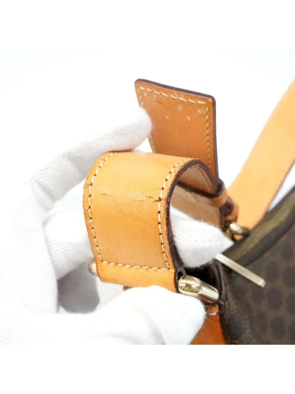 Celine Shoulder Bag Macadam Brown Gold